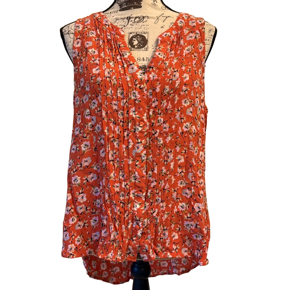 Sanctuary Women's Vibrant Floral Sleeveless Rayon Lightweight Swing Top Large